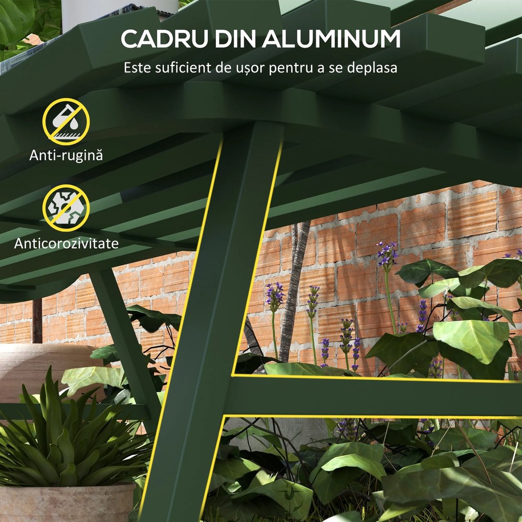 Outsunny Bancă pentru Grădină, Banca de Exterior pentru Terasă cu Șezut și Spătar cu Lamele, 123x67x79 cm, Verde | Aosom Romania