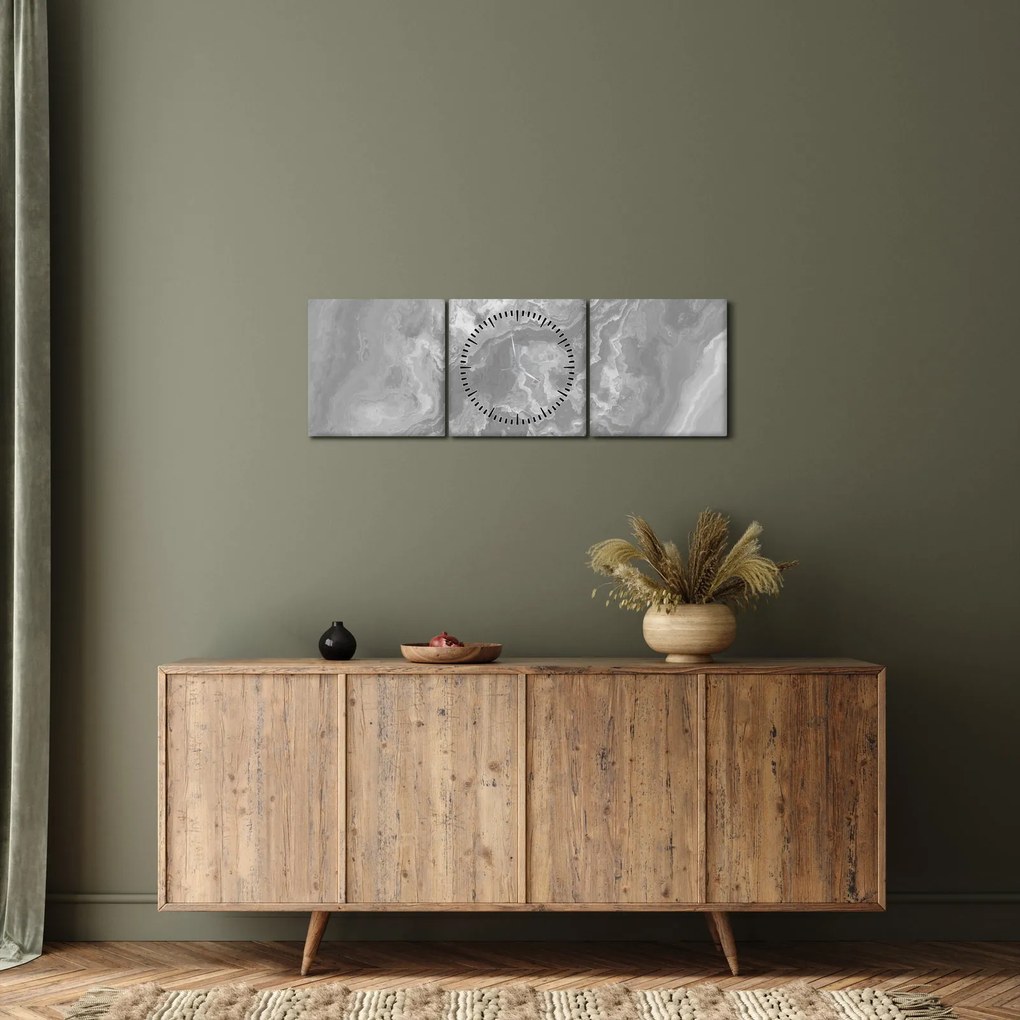 Tablou - Marmură în alb-negru (cu ceas) (90x30 cm)