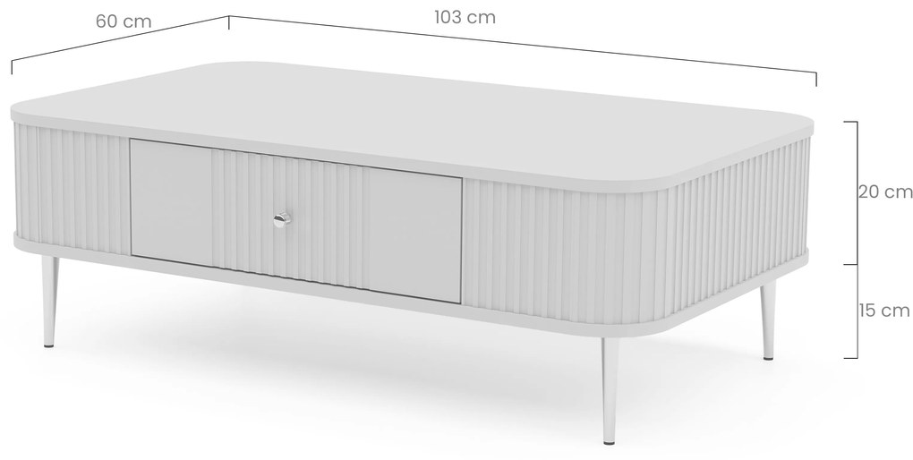 Masă de cafea Vesper 103x60 cm cu sertar - cașmir / picioare negre