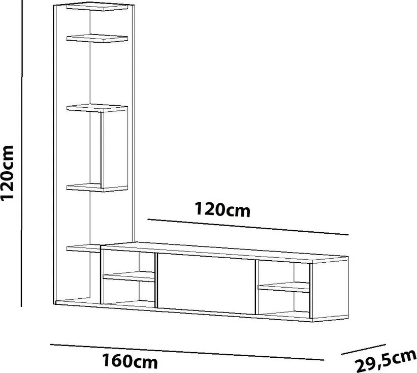 Comoda TV, Hanah Home, Pera, 160x120x29.5 cm, Alb
