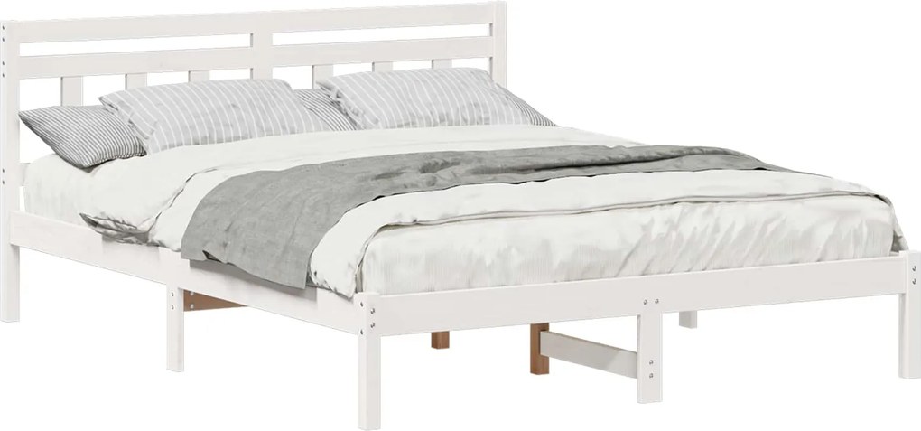 vidaXL Cadru de pat Alb 140 x 200 cm Lemn de pin masiv