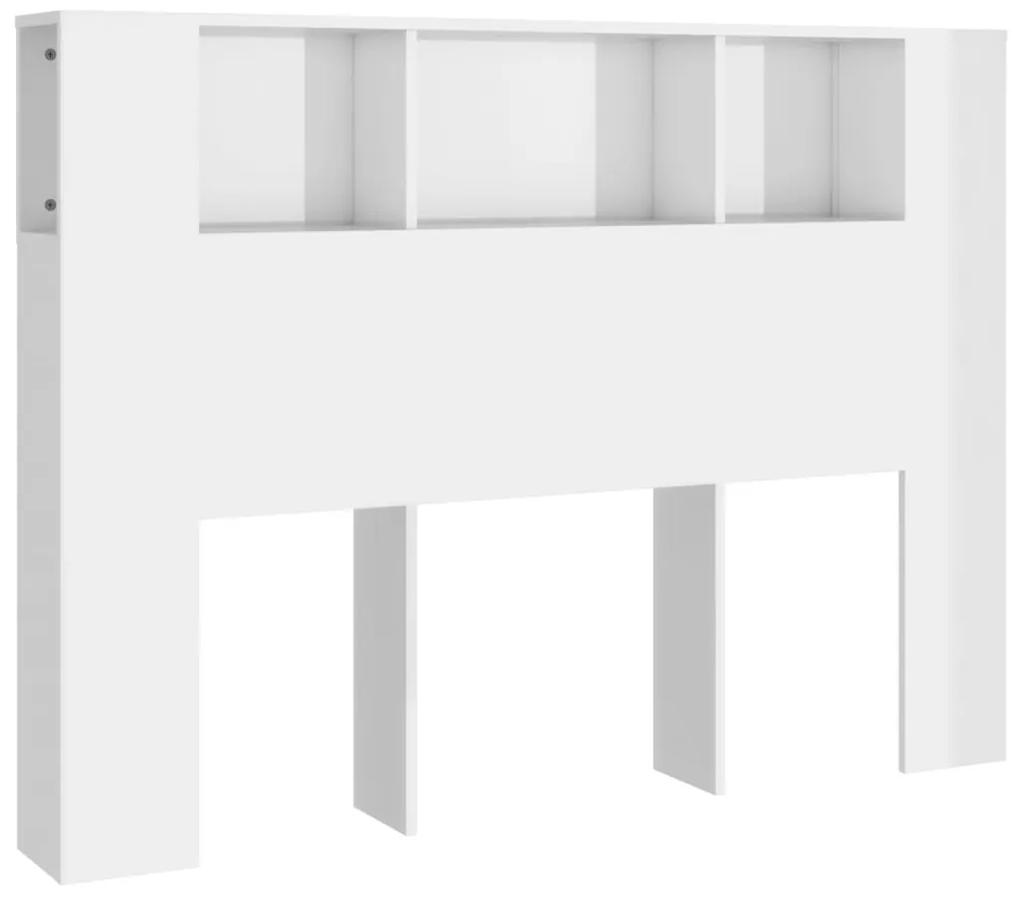 811931 vidaXL Tăblie de pat cu dulap, alb extralucios, 140x18,5x104,5 cm
