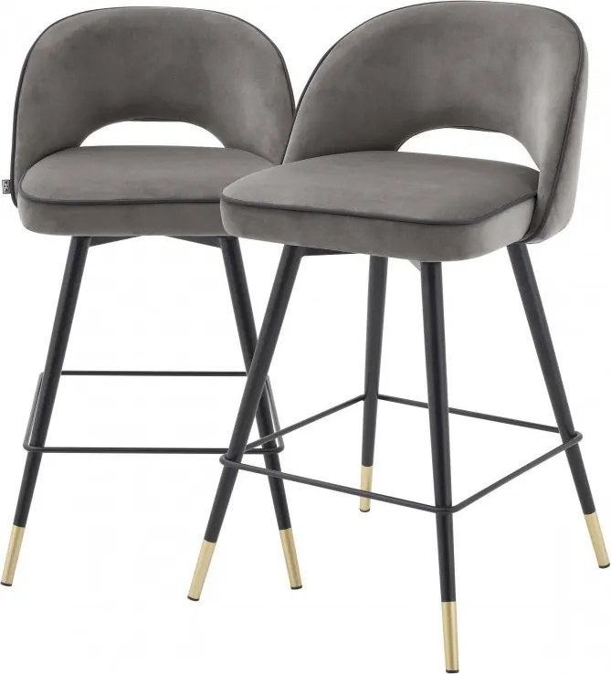 Set de 2 scaune de bar design modern Cliff, H-92,5cm gri 114324 HZ