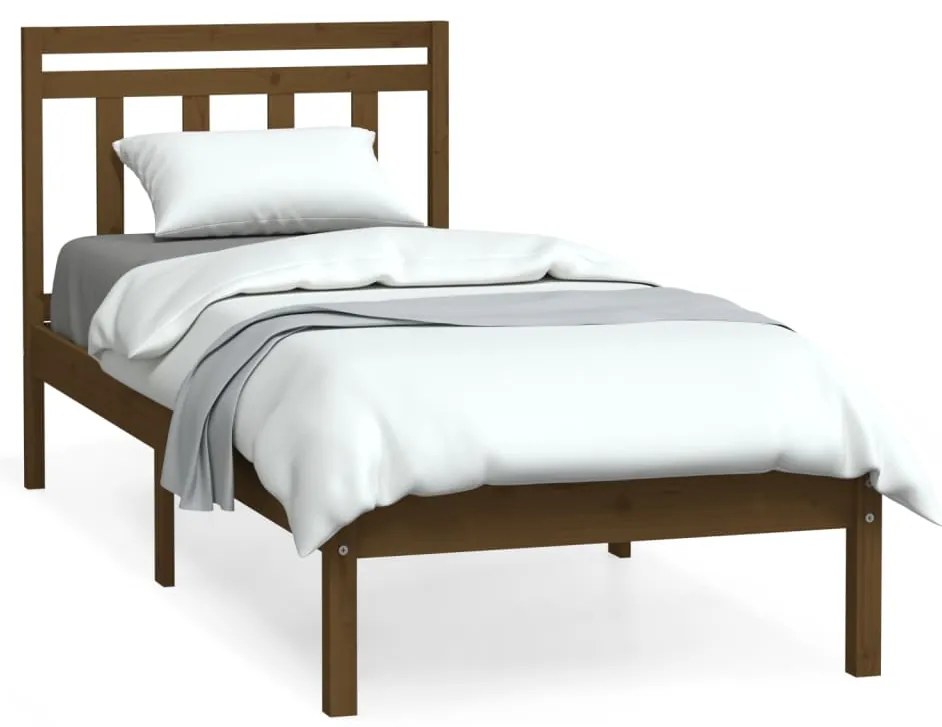 3100557 vidaXL Cadru de pat Single 3FT, maro miere, 90x190 cm, lemn masiv