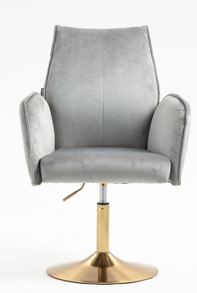 HR280N Scaun Gray din Catifea cu Bază Aurie
