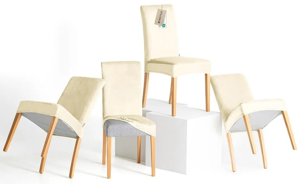Restilo Husă pentru scaun Sento crem, 48 x 48 x 58+ 10 cm, set de 4 bucăți