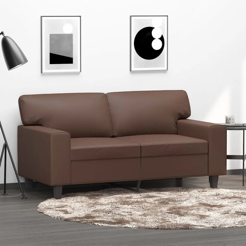349007 vidaXL Canapea cu 2 locuri, maro, 120 cm, piele ecologică