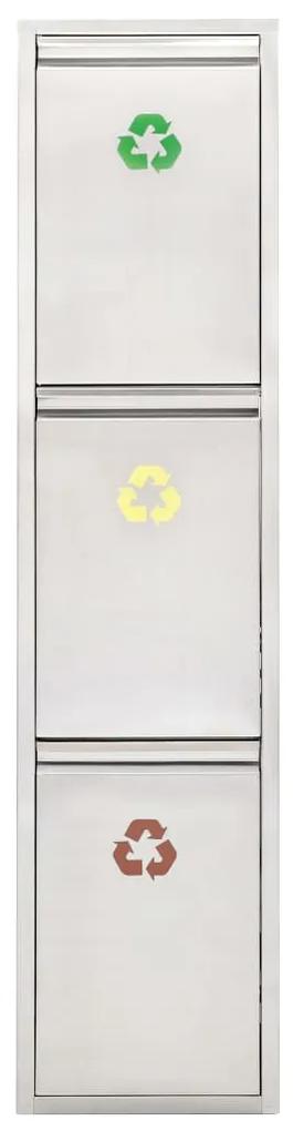 Cos de gunoi pentru reciclare, argintiu, otel inoxidabil, 24 L 3 x 8 l (vertical)