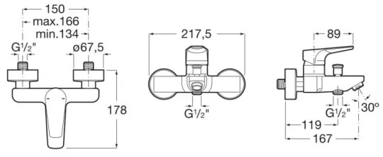 Baterie de cadă Roca A5A0290C00 ATLAS crom lucios