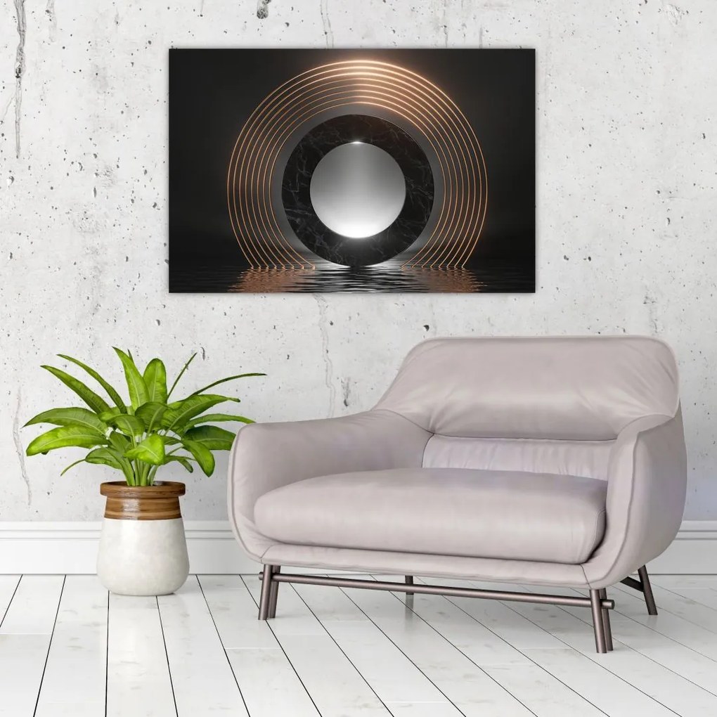 Tablou - Abstracție, luna peste apă (90x60 cm)