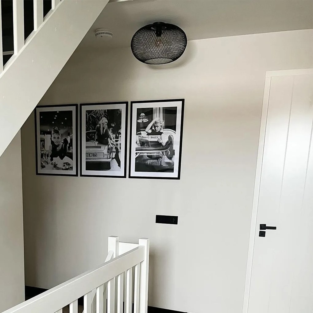 Plafoniera moderna neagra 45 cm - Mesh Ball