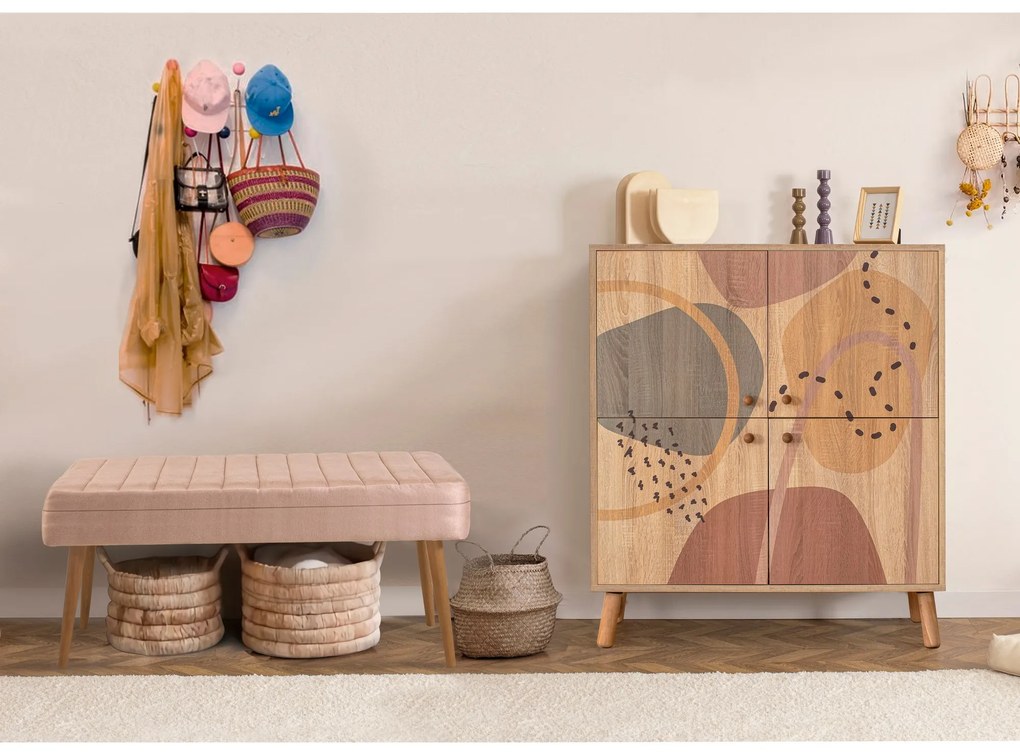 Mobilier pentru hol Maluxe 0900 (Stejar sonoma + Piatră). 1089069