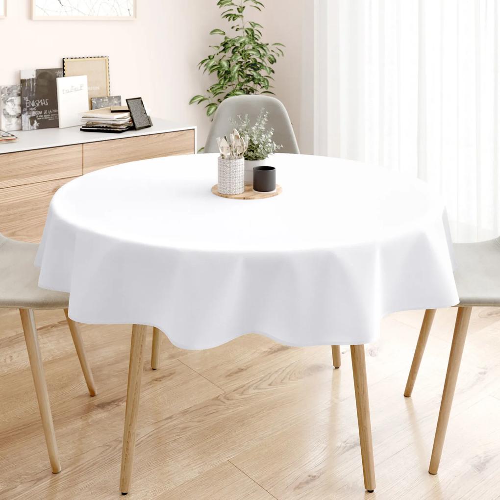 Goldea față de masă decorativă rongo deluxe - alb cu luciu satinat - rotundă Ø 150 cm