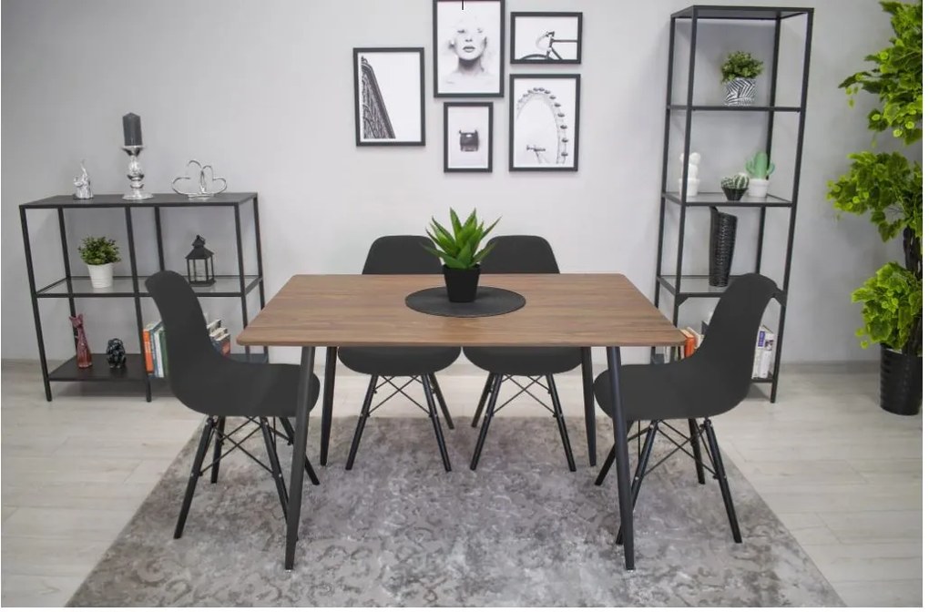 Scaune de sufragerie 4buc negre, stil scandinav Dark Classic
