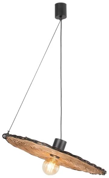 Lustră pe cablu COSTAS 1xE27/15W/230V d. 100 cm neagră/ratan FARO 68590-70