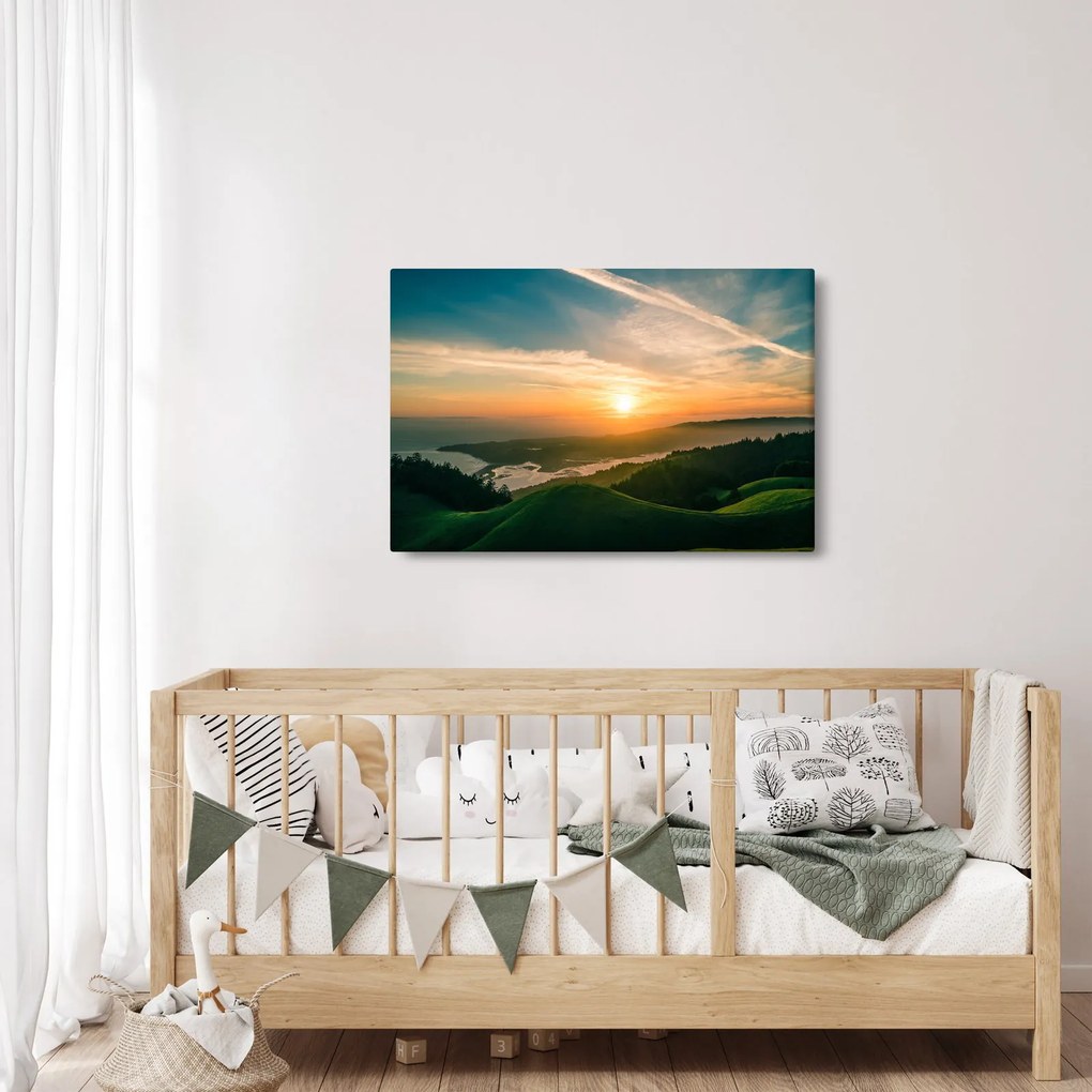 Tablou cu soarele răsărind deasupra mării (90x60 cm)