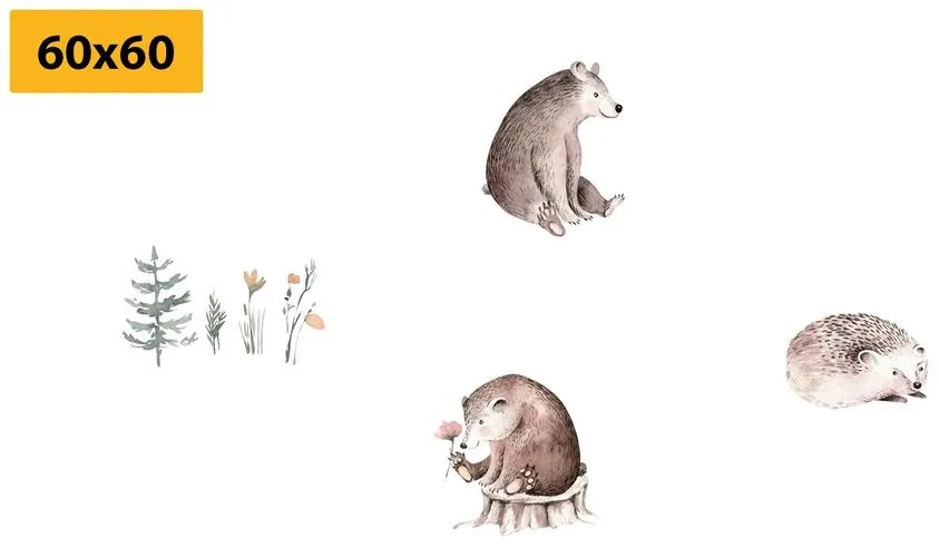 Set tablouri animăluțe de pădure în stilul minimalist