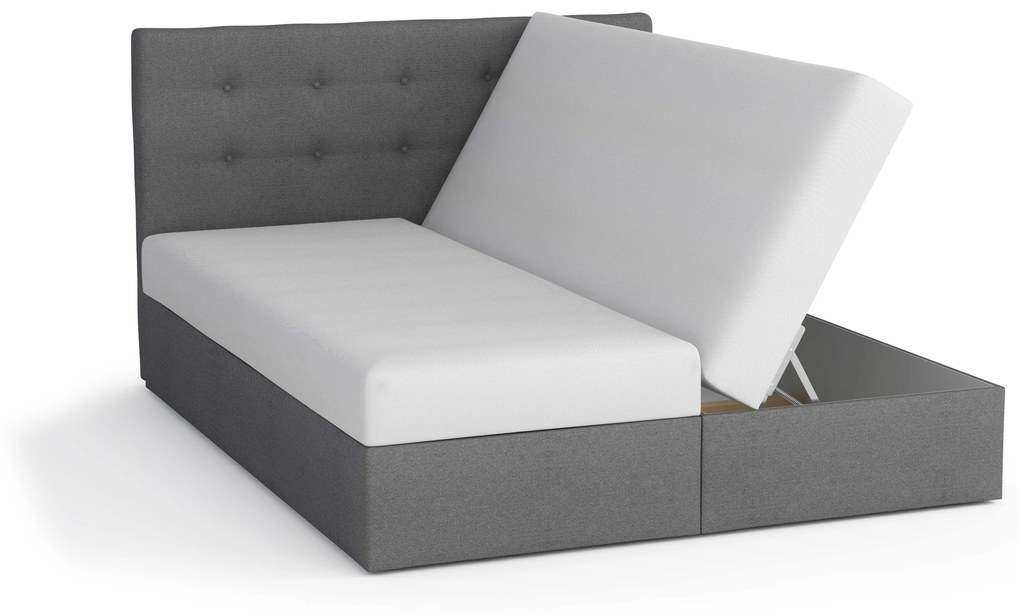 Pat matrimonial180 cm Boxspring Marion Comfort (Gri închis + gri deschis) (cu somieră și saltea). 1056248