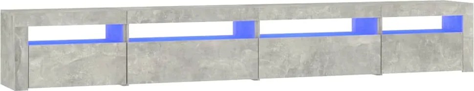 vidaXL Comodă TV cu lumini LED, gri beton, 270x35x40 cm