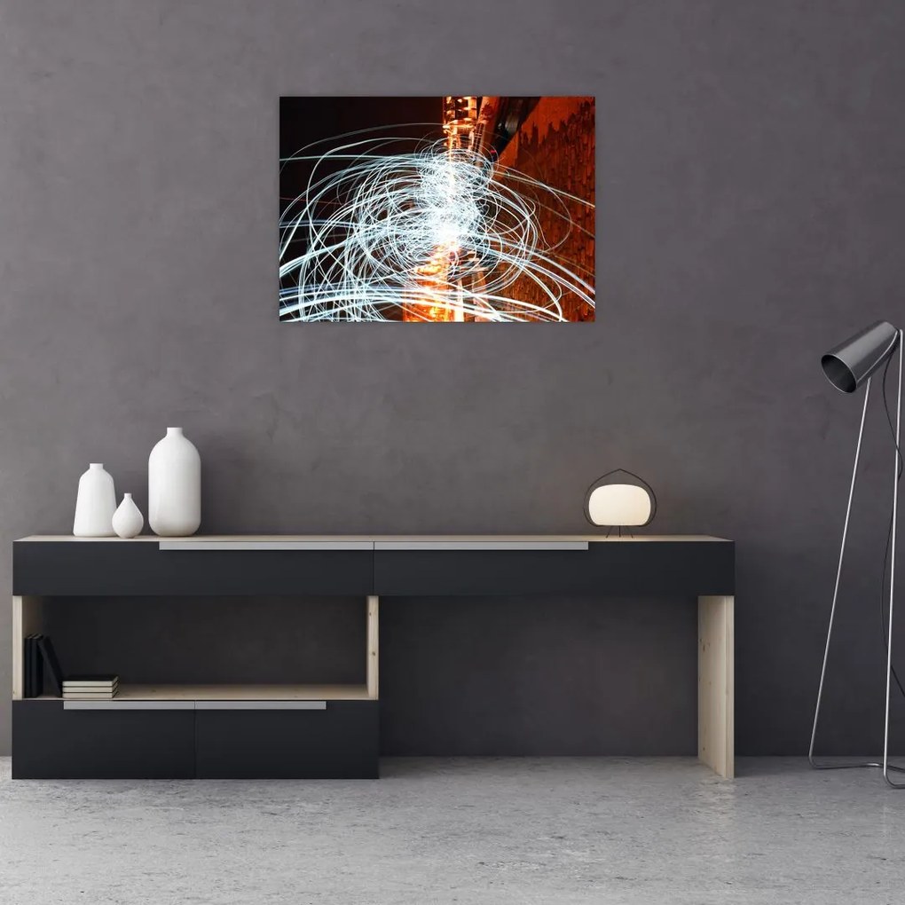 Tablou pe sticlă cu valuri de lumini (70x50 cm)
