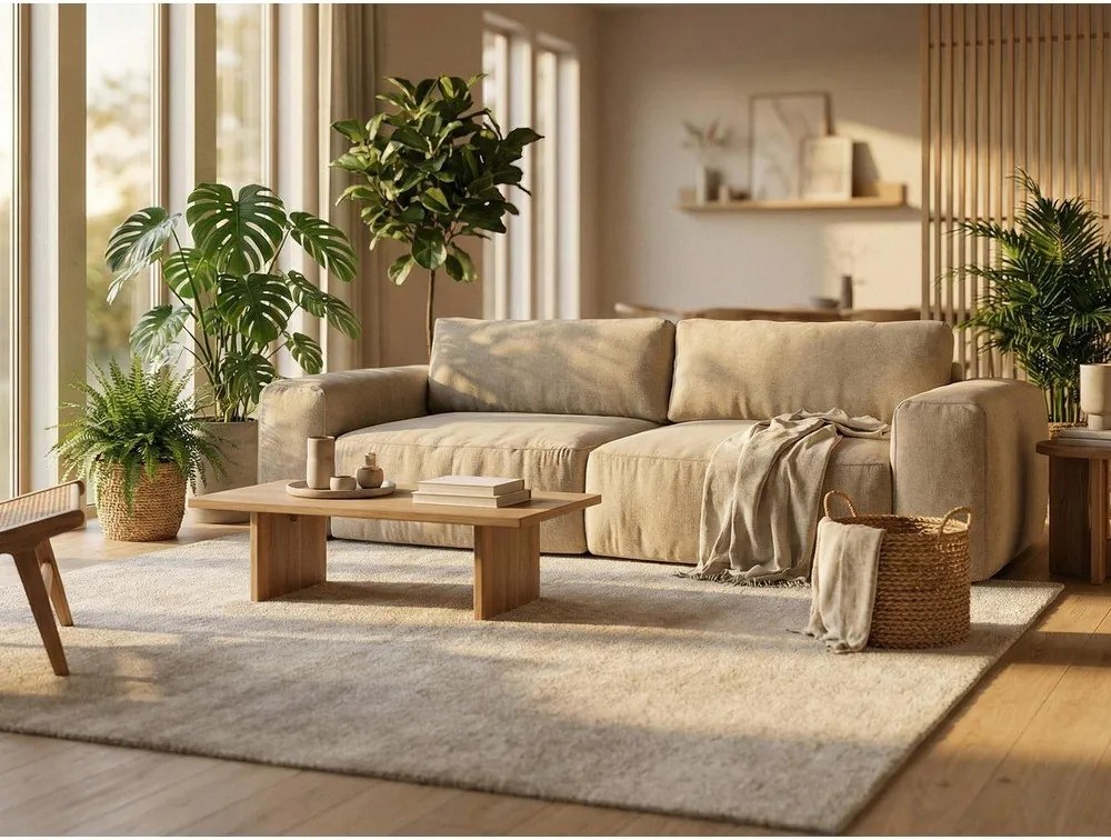 Canapea gri extensibilă cu tapițerie din chenille 275 cm Kuki – Makamii