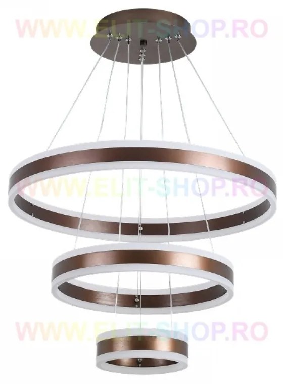 Lustra LED Cu Telecomanda, Elit's Esn1768/600-mCOF, 304W, Maro Caffe