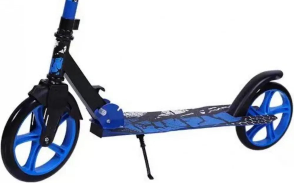 Trotineta copii si adolescenti NOVOKIDS™ Funky Camo PRO, Maxim 100 kg, Functie Super Brake, Diametru roata fata 230 mm, Albastru Camuflaj
