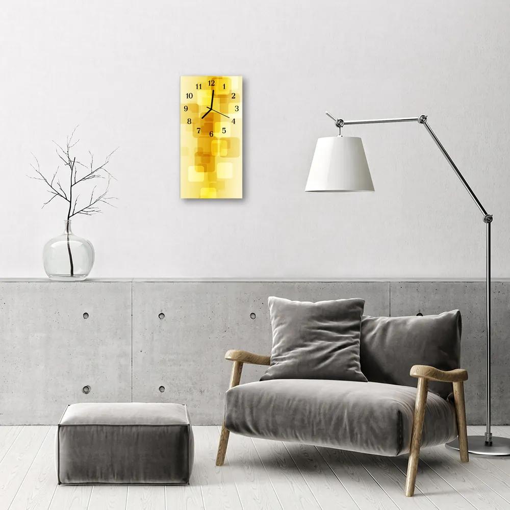 Ceas de perete din sticla vertical Arta de aur dreptunghiuri galbene