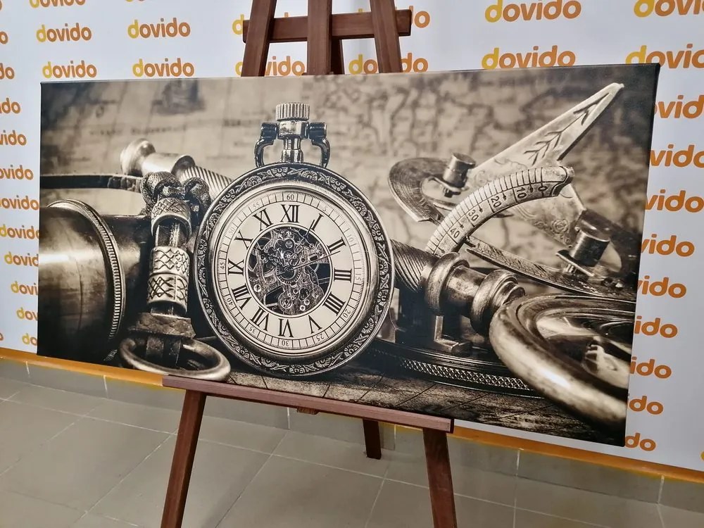 Tablou ceasul din trecut în design sepia