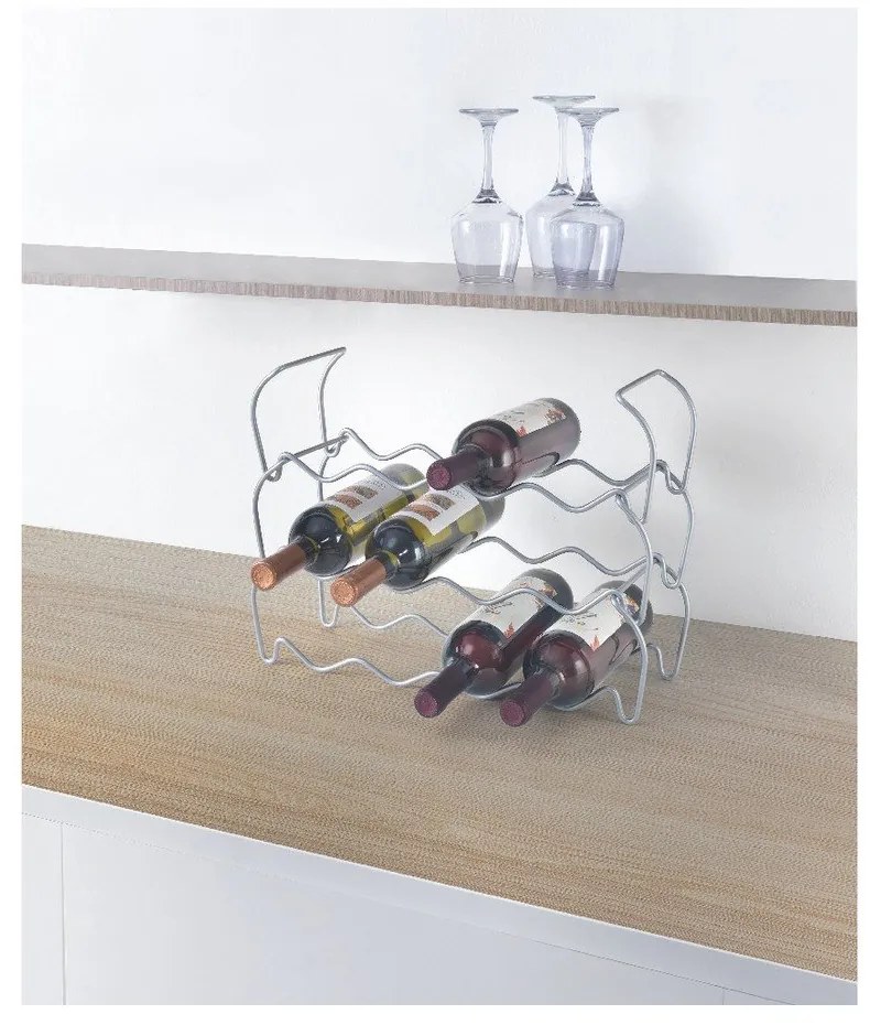 Suport cu 3 nivele pentru 12 sticle de vin Metaltex Wine, lungime 45 cm