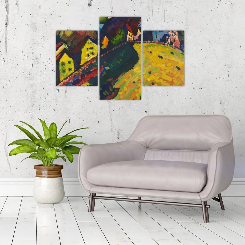 Tablou - Vasily Kandinsky, Houses at Murnau, reproducere (90x60 cm)