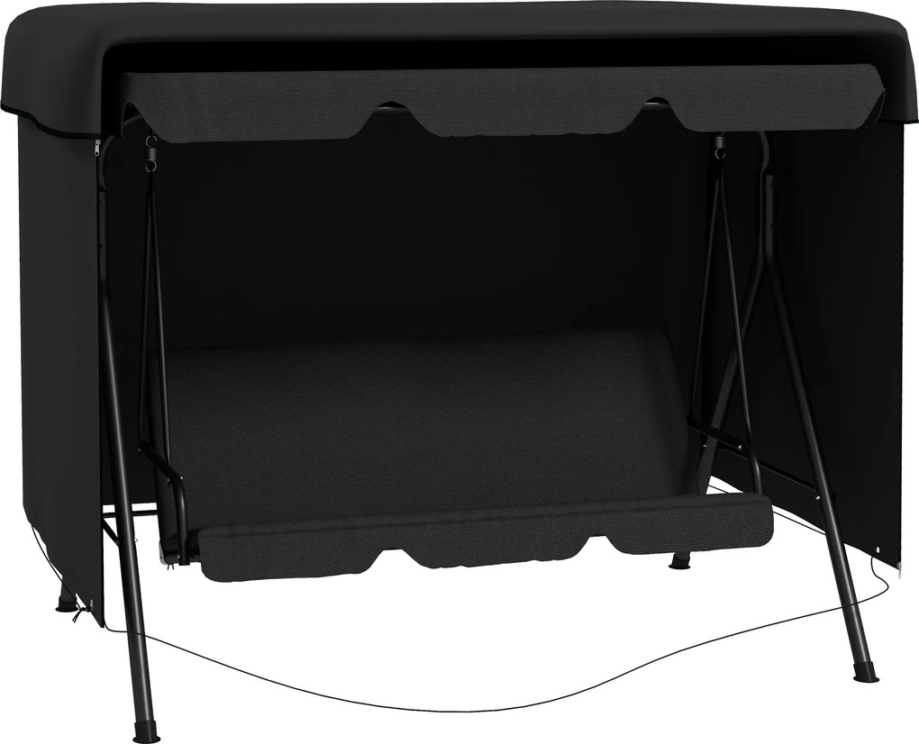 Outsunny Husa de Protectie balansoar de Gradina panza impermeabila dim. 2,15L x 1,55l x 1,5H m PE Negru | Aosom Romania