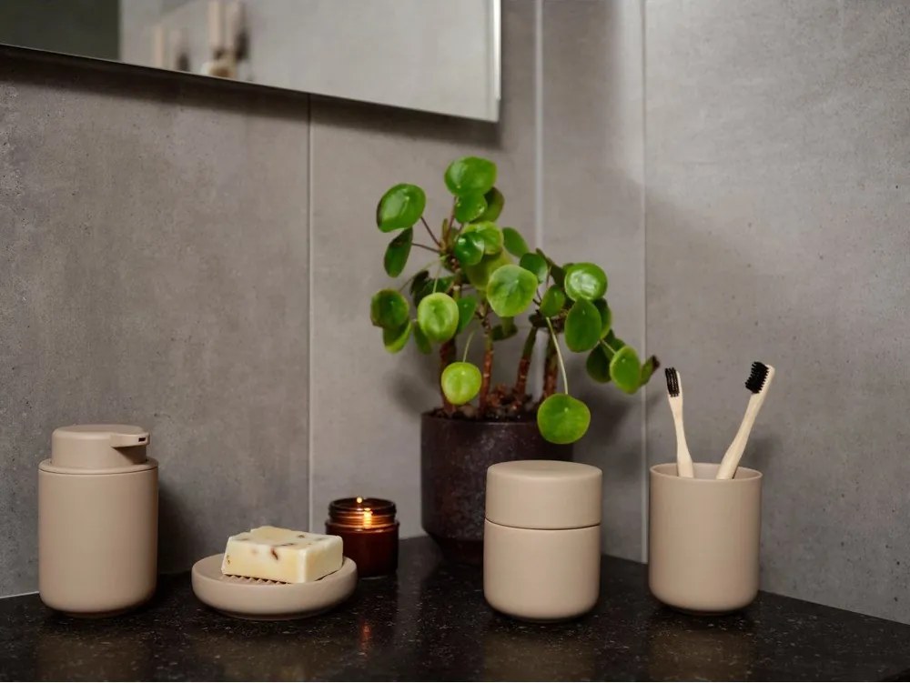 Organizator de baie bej pentru dischete demachiante din gresie ceramică Ume – Zone