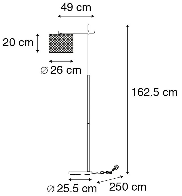 Lampă de podea industrială neagră - Drum Mesh