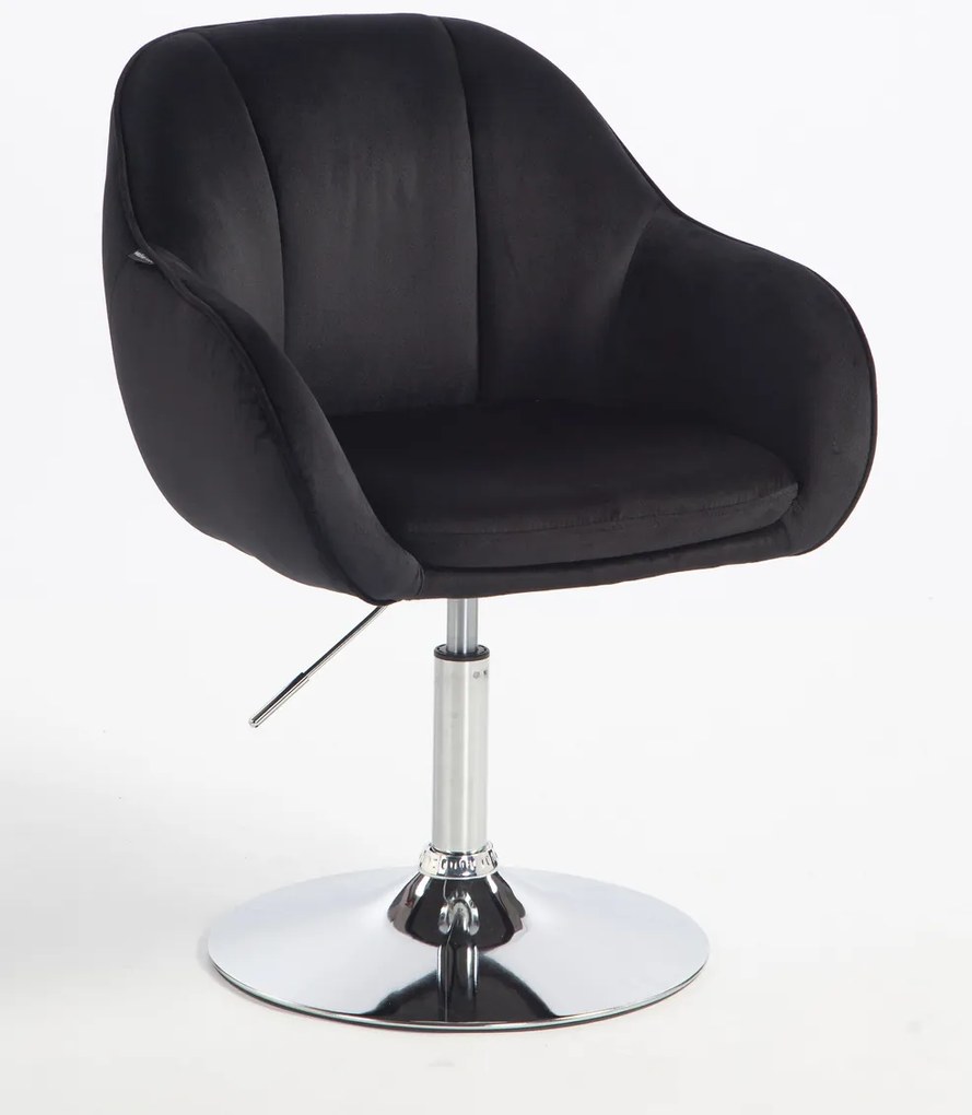 HR2055N Scaun Neagră din Catifea cu Bază Cromata