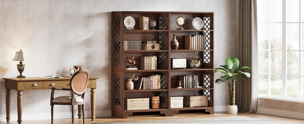 RAM2 - Rafturi, 80 cm, Biblioteca cu 6 rafturi , depozitare carti, living, birou, camera copii - Maro