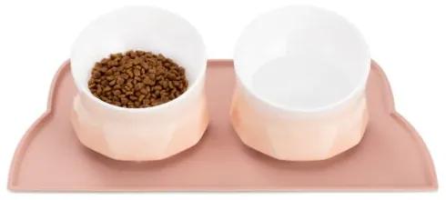 Set 2 Boluri inalte de ceramica pentru pisici Navaris cu covoras, 250 ml, 53300.60