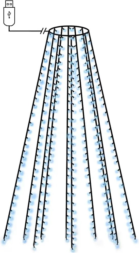 vidaXL Instalație brad de Crăciun cu 250 LED-uri, albastru, 250 cm