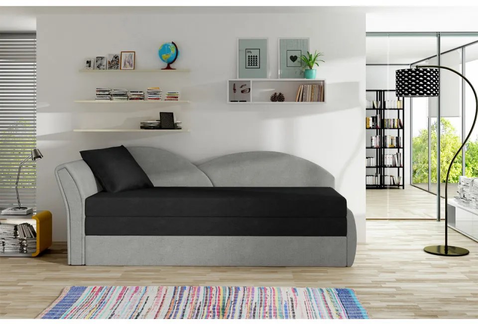 Canapea extensibila cu spatiu pentru depozitare, 218 x 80 x 77 cm, Aga L, Eltap (Culoare: Negru, Gri deschis)