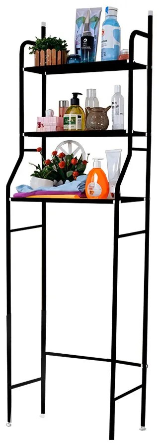 Raft de baie deasupra toaletei, cu mai multe niveluri, negru