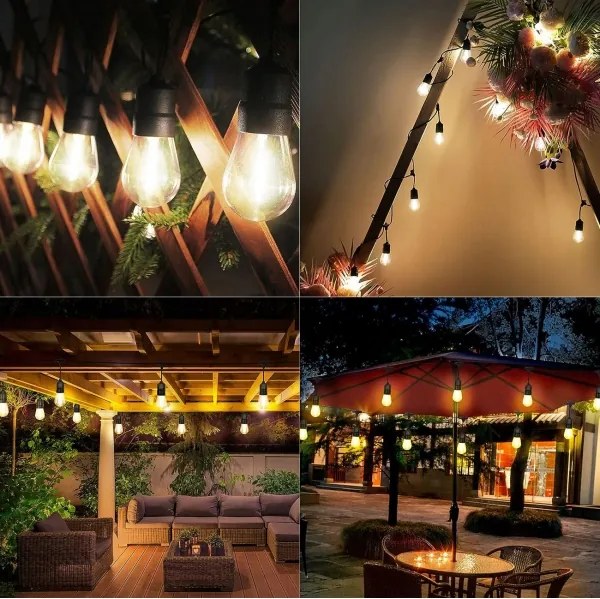 Ghirlandă decorativă LED pentru exterior 10x E27/1 W/230 V, 6,44 m, IP44, negru