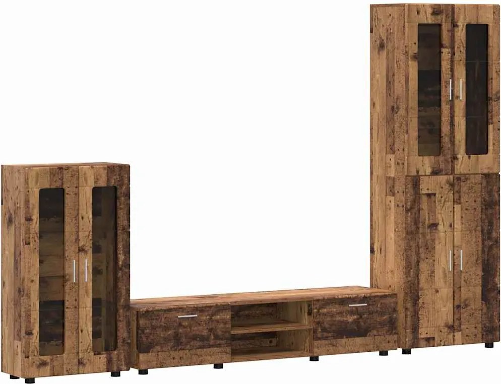 vidaXL Set comodă TV cu sertar cu raft FLORIN Lemn vechi Lemn compozit