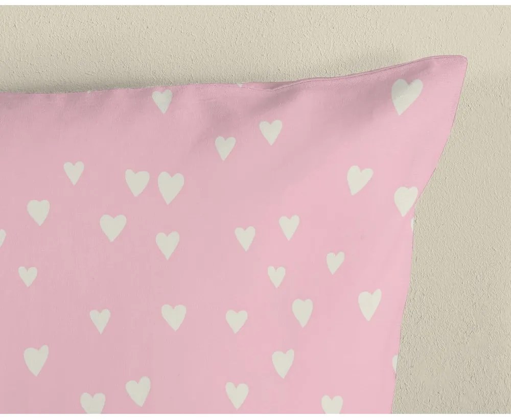 Lenjerie de pat pentru copii roz din bumbac pentru pat de o persoană 140x200 cm Chico – Good Morning