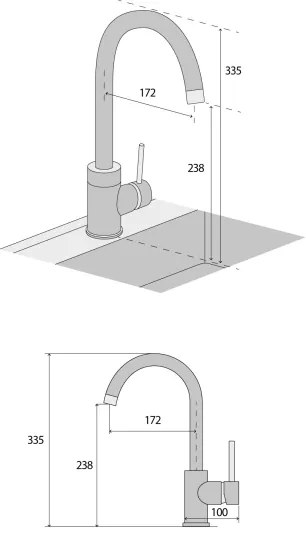 Concept BDG3334WH - Baterie pentru chiuvetă 33,5 cm granit/alb