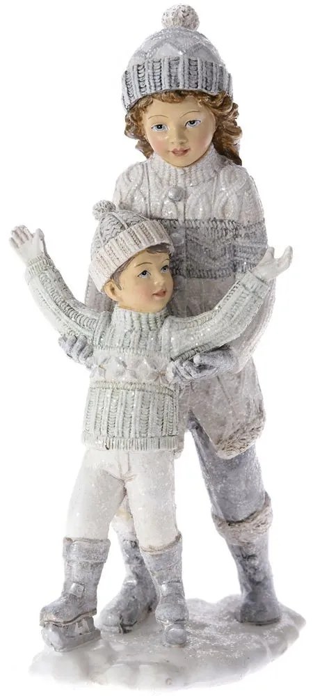 Figurina Xmas Grey Mom Child din rasina 11 cm x 8 cm x 21 cm