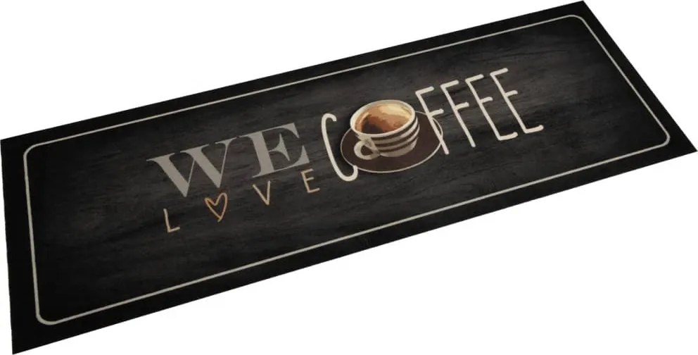 vidaXL Covor de bucătărie lavabil, text Coffee, 60x180 cm, catifea