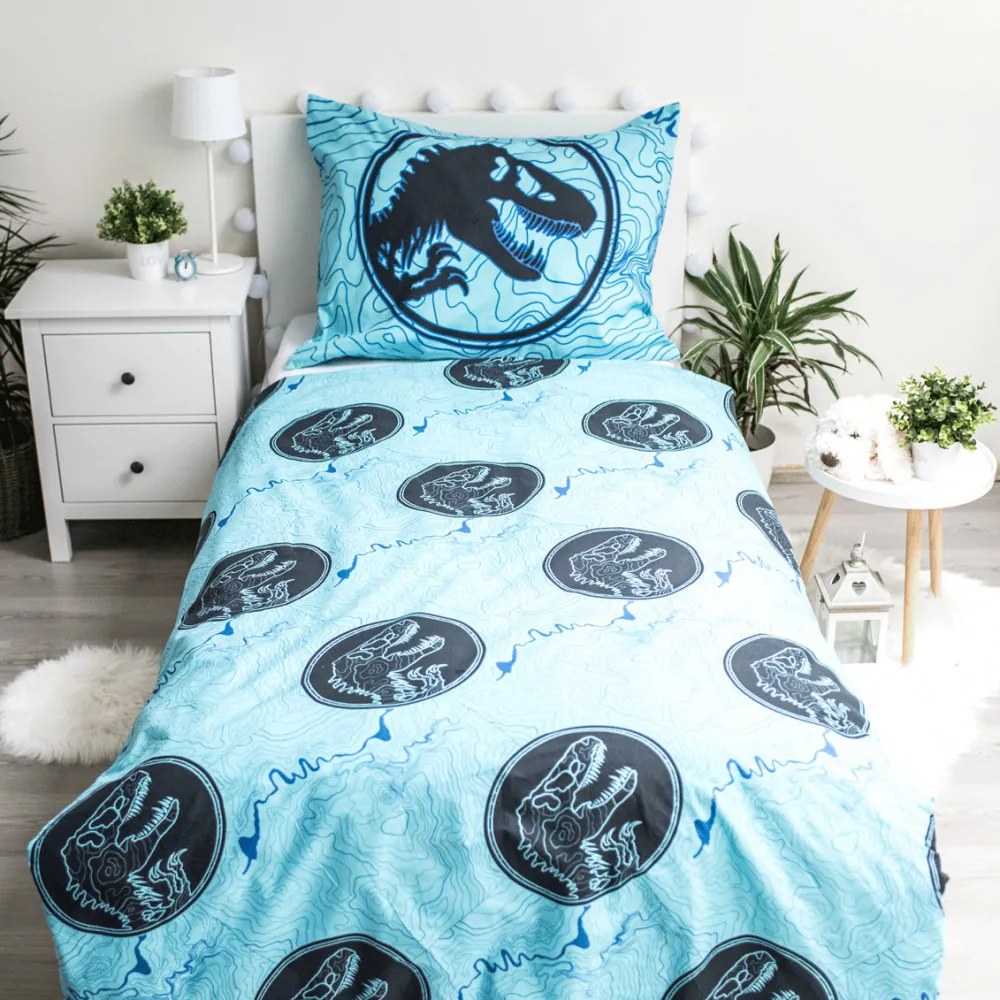 Jurassic World Dinosaur Tracker Set de Lenjerie de Pat Fosforescent 140×200 cm, 70x90 cm
