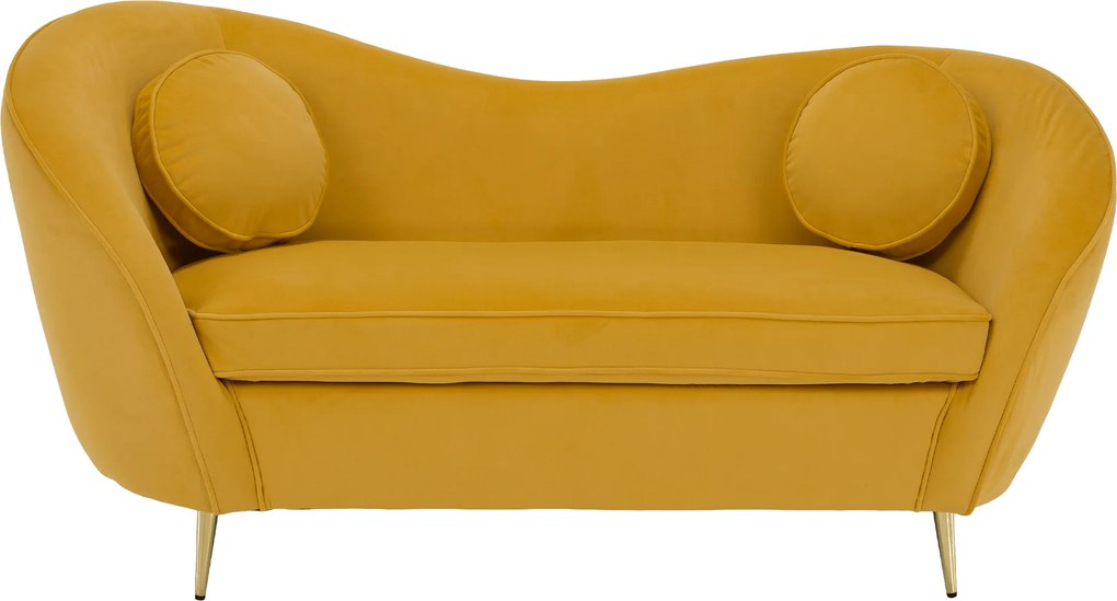 Canapea cu 2 locuri de design, ţesătură Velvet galbenă/gold crom auriu, EZIO TYP 2