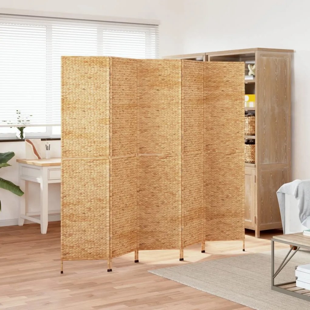 355197 vidaXL Paravan de cameră cu 5 panouri, 205x180 cm, zambilă de apă