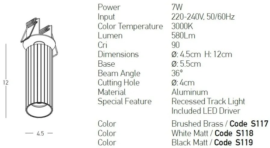 Spot LED incastrabil, directionabil design modern Yone 36 alb